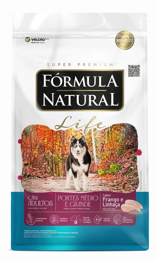 Ração Fórmula Natural Life Super Premium Cães Adultos Médio e Grande